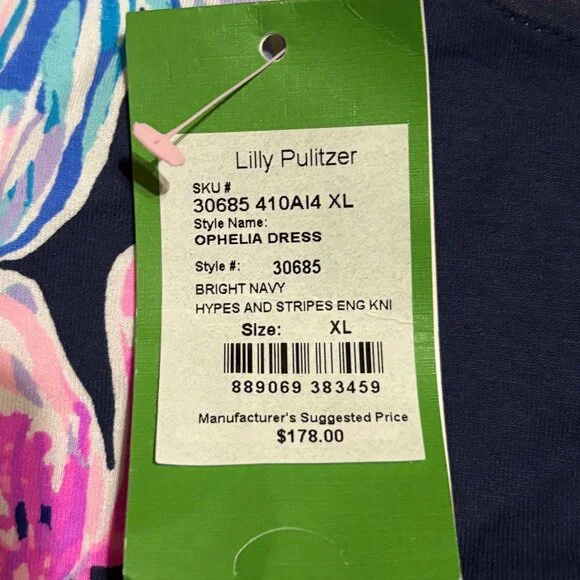 NWT Lilly Pulitzer Ophelia Swing Dress Size XL Hypes & Stripes Navy Pink - Picture 4 of 14